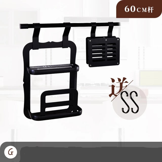 Multifunction aluminum black kitchen shelf wall hanging