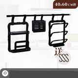 Multifunction aluminum black kitchen shelf wall hanging