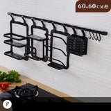 Multifunction aluminum black kitchen shelf wall hanging