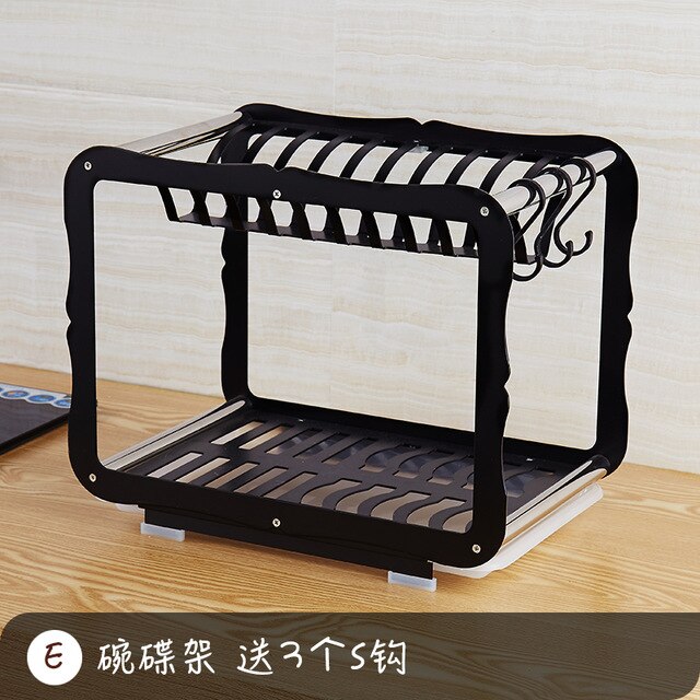 Multifunction aluminum black kitchen shelf wall hanging