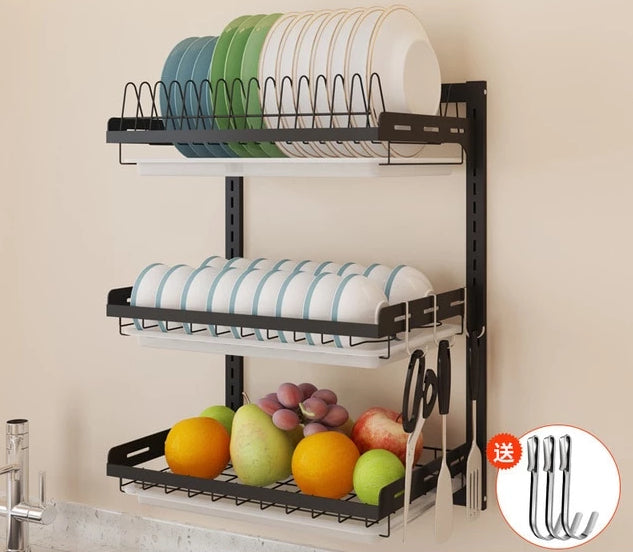 Black stainless steel kitchen shelf Wall bowl Hanging